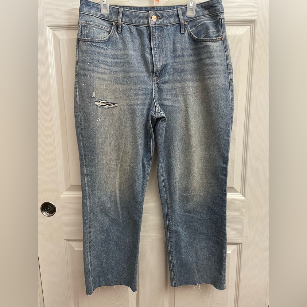 Express 50/50 Rigid Denim Blue Straight Leg Jeans
